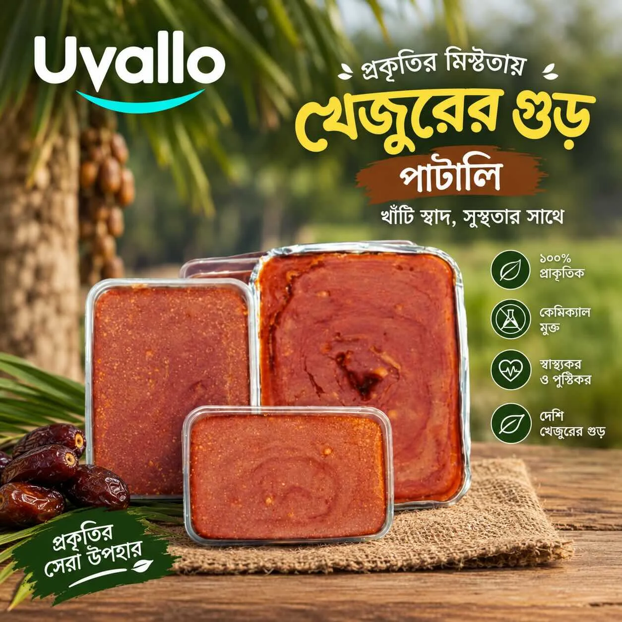 প্রিমিয়াম কোয়ালিটি ঐতিহ্যবাহী খেজুর পাটালি গুড় (১ কেজি)